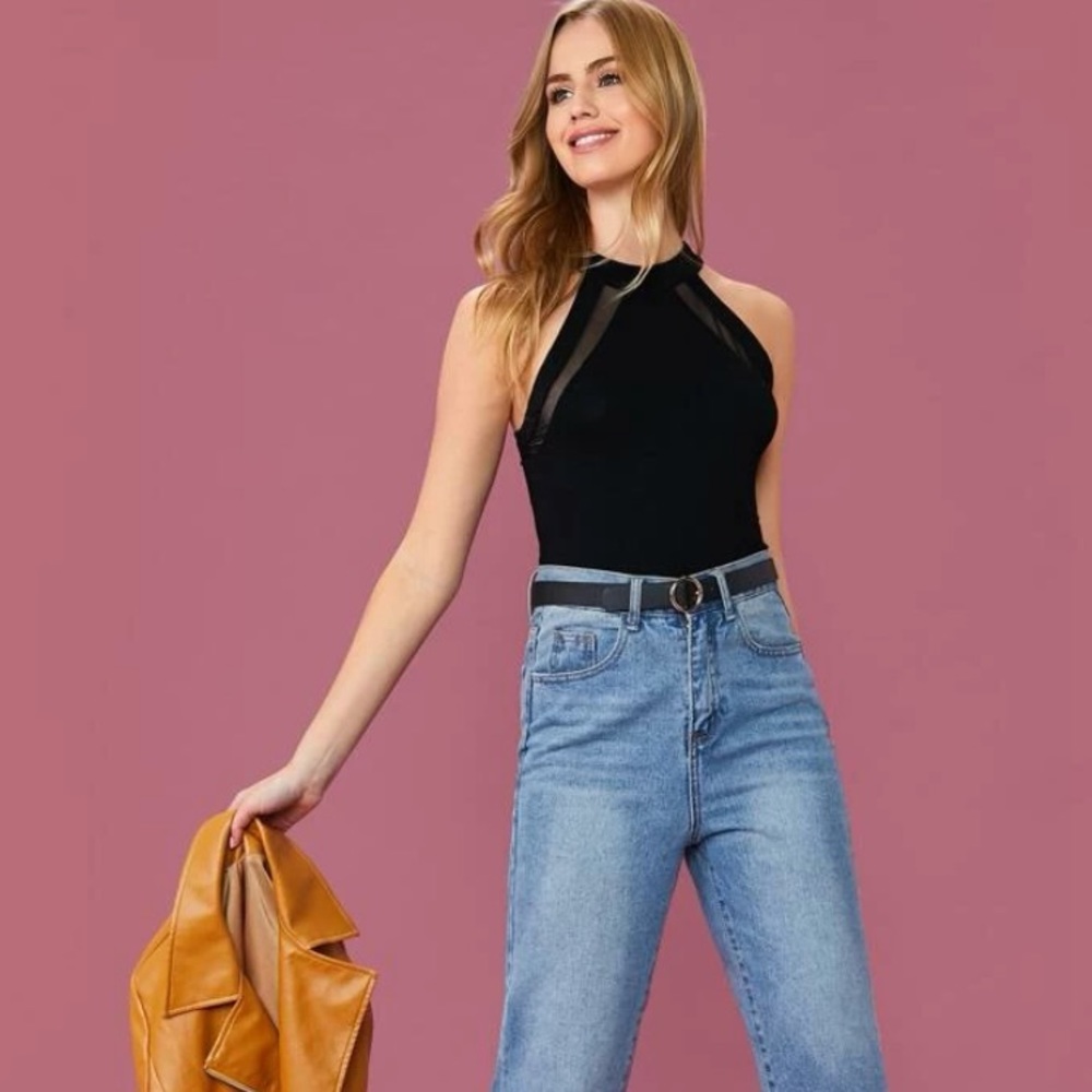 Mesh insert Halter Top